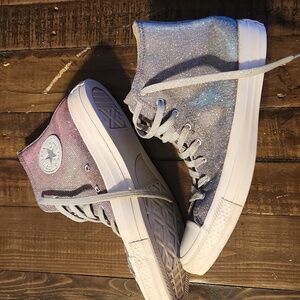 Converse Chuck Taylor All Star Hi Platinum Shoes Glitter Size 10